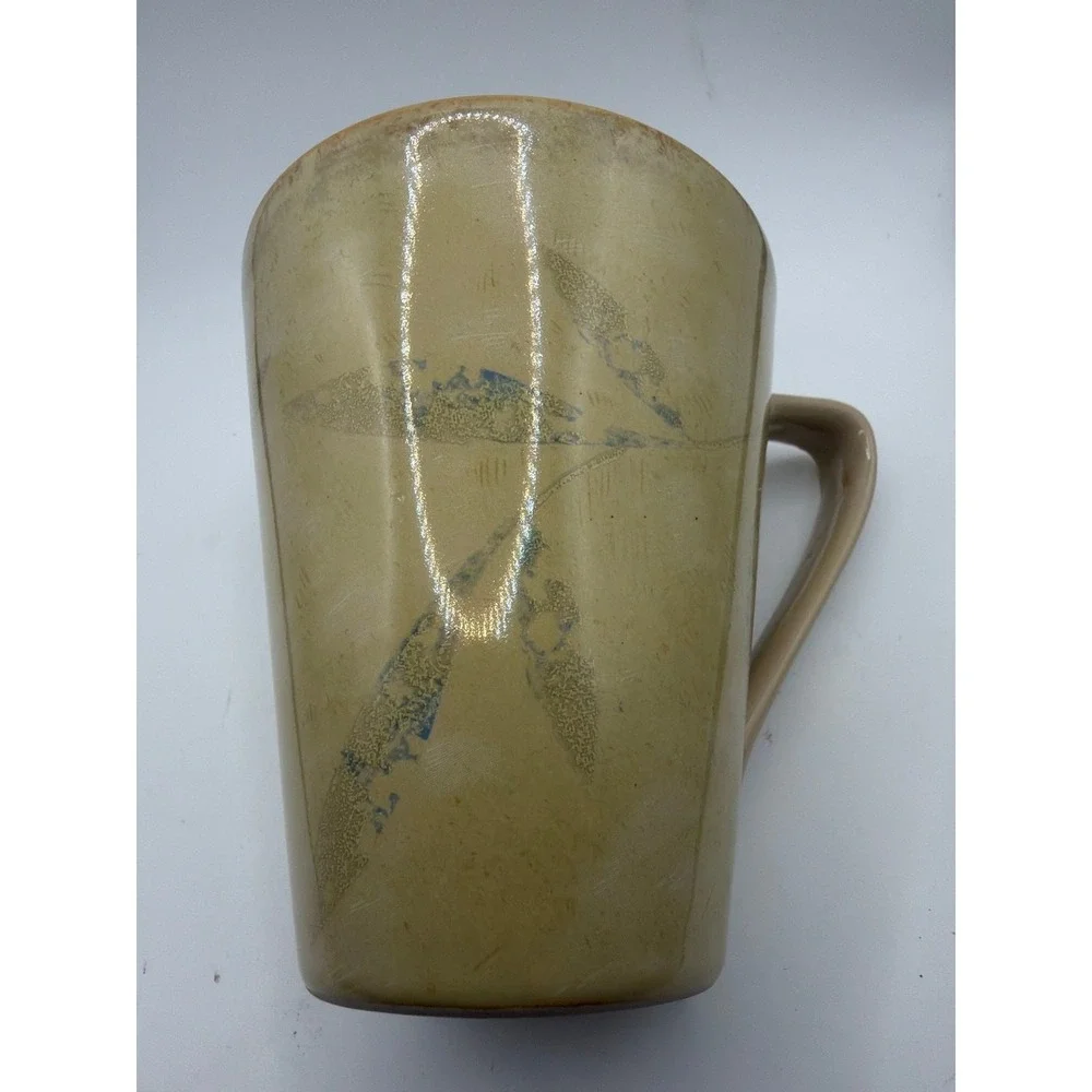 5 Pier 1 Stoneware Brown Antiqued Leaf 12 oz Mug Cup